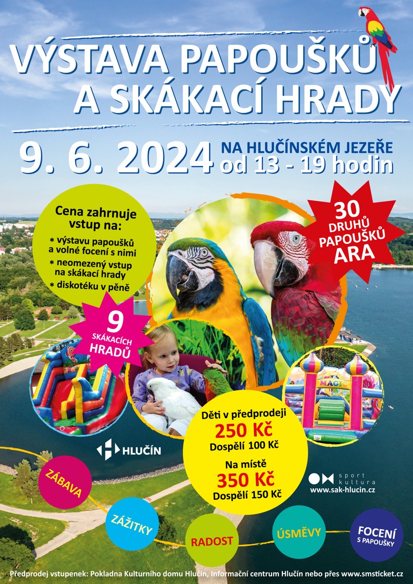 VÝSTAVA PAPOUŠKŮ A SKÁKACÍ HRADY -VYPRODANO