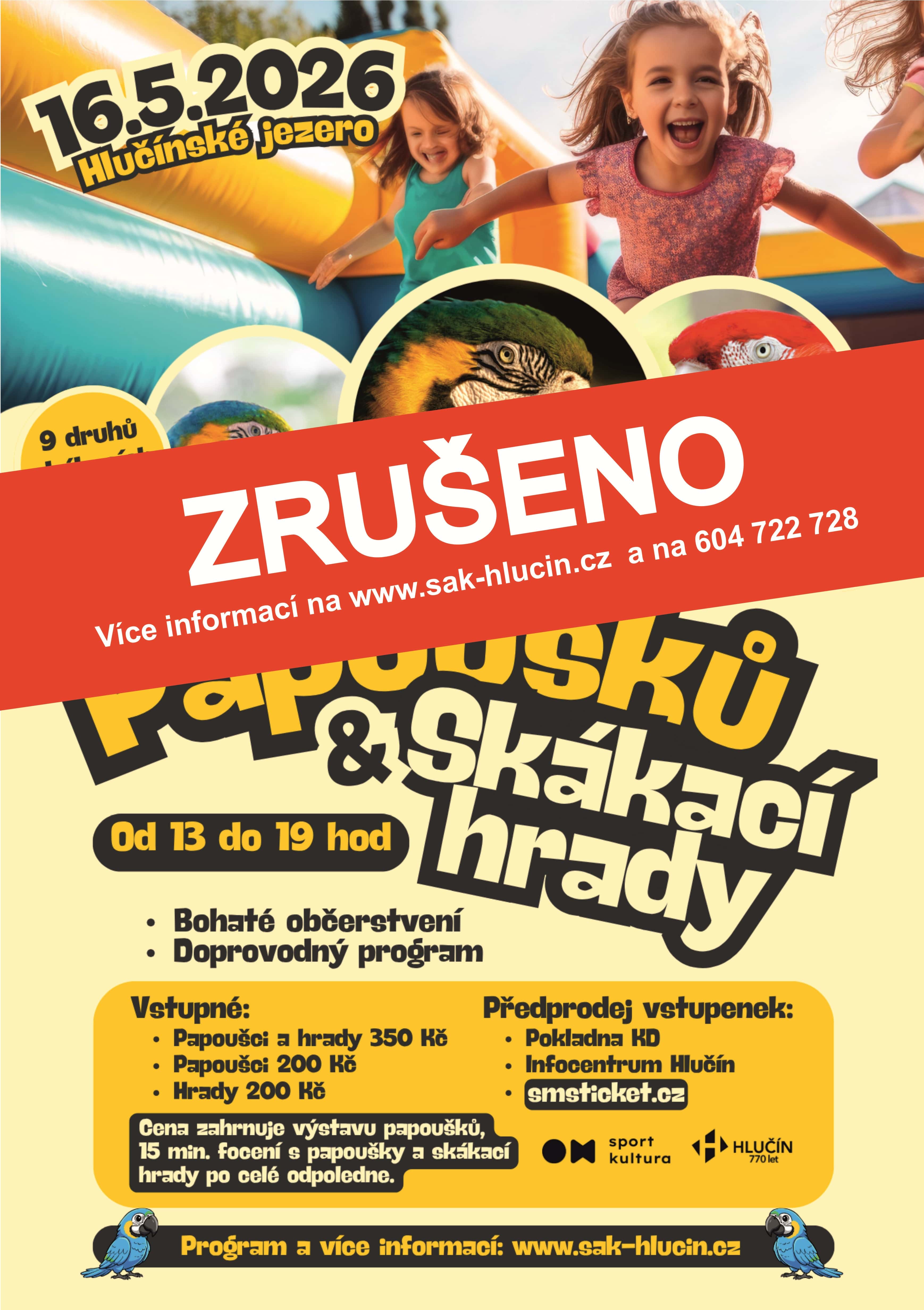 ZRUŠENO - Výstava papoušků a skákacích hradů