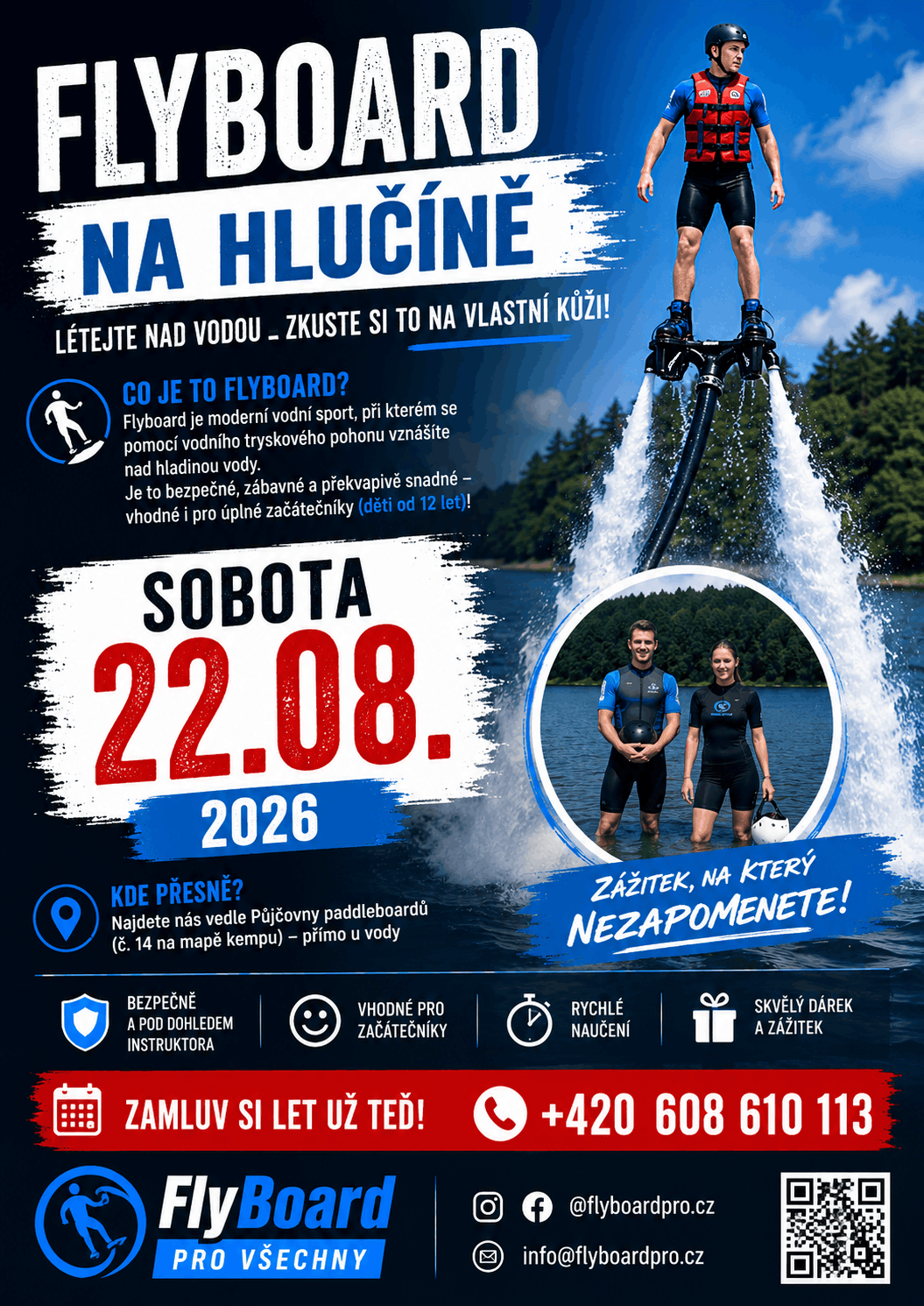 Flyboard na Hlučínském jezeře – srpen 2026 Flyboard na Hlučínském jezeře – srpen 2026